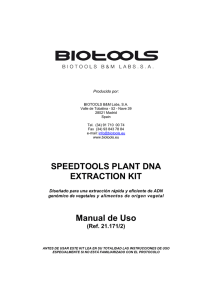 SPEEDTOOLS PLANT DNA EXTRACTION KIT Manual de