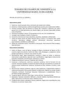 Temario de examen de Admisión Universidad Maria