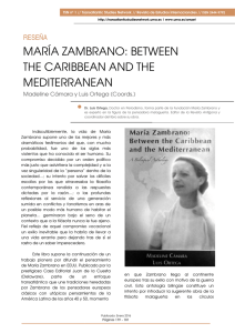 MARÍA ZAMBRANO: BE THE CARIBBEAN AND T