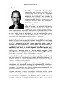 www.buscadlabelleza.org Ad Memoriam Jobs Steve Jobs, uno de