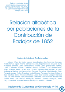 Relación alfabética por poblaciones de la Contribución de Badajoz