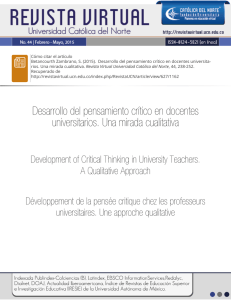 Desarrollo del pensamiento crítico en docentes universitarios. Una