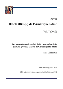 Las traducciones de Andrés Bello como editor de la primera época
