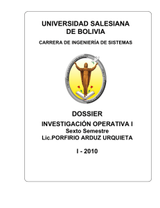 UNIVERSIDAD SALESIANA DE BOLIVIA DOSSIER