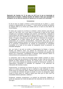 Resolución del Ararteko, de 14 de Enero de 2013