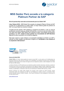 MSS Seidor Perú accede a la categoría Platinum Partner de SAP