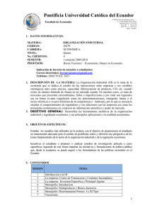 Organizacion Industrial - Pontificia Universidad Católica del Ecuador