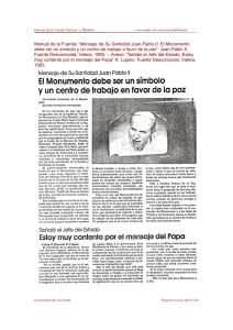 Manuel de la Fuente/ “Mensaje de Su Santidad Juan Pablo II: El