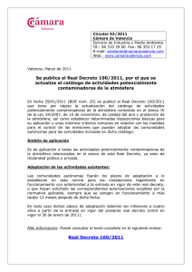 Real Decreto 100/2011. Actualiza el catálogo de actividades