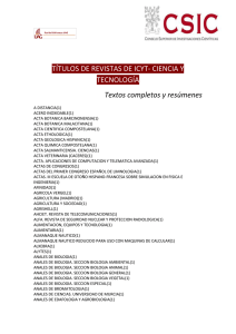 TÍTULOS DE REVISTAS DE ICYT- CIENCIA Y TECNOLOGÍA Textos
