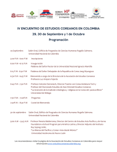 IV ENCUENTRO DE ESTUDIOS COREANOS EN COLOMBIA 29, 30