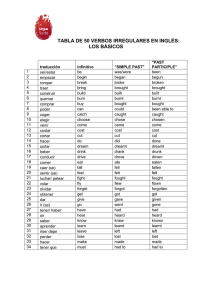 tabla de 50 verbos irregulares en inglés