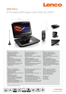 DVP-9412 9” Portable DVD player with USB, SD, DVB-T