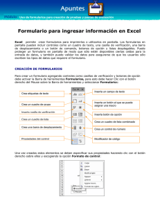 Formulario para ingresar información en Excel