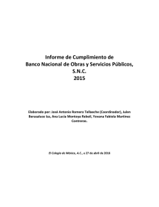 Informe de Cumplimiento de Banco Nacional de Obras y Servicios