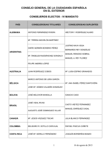 Lista de consejeros electos - Ciudadanía Española en el Exterior