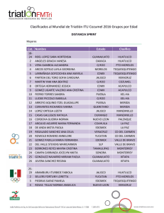 Clasificados al Mundial de Triatlón ITU Cozumel 2016 Grupos por