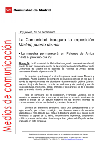 La Comunidad inaugura la exposición Madrid, puerto de mar