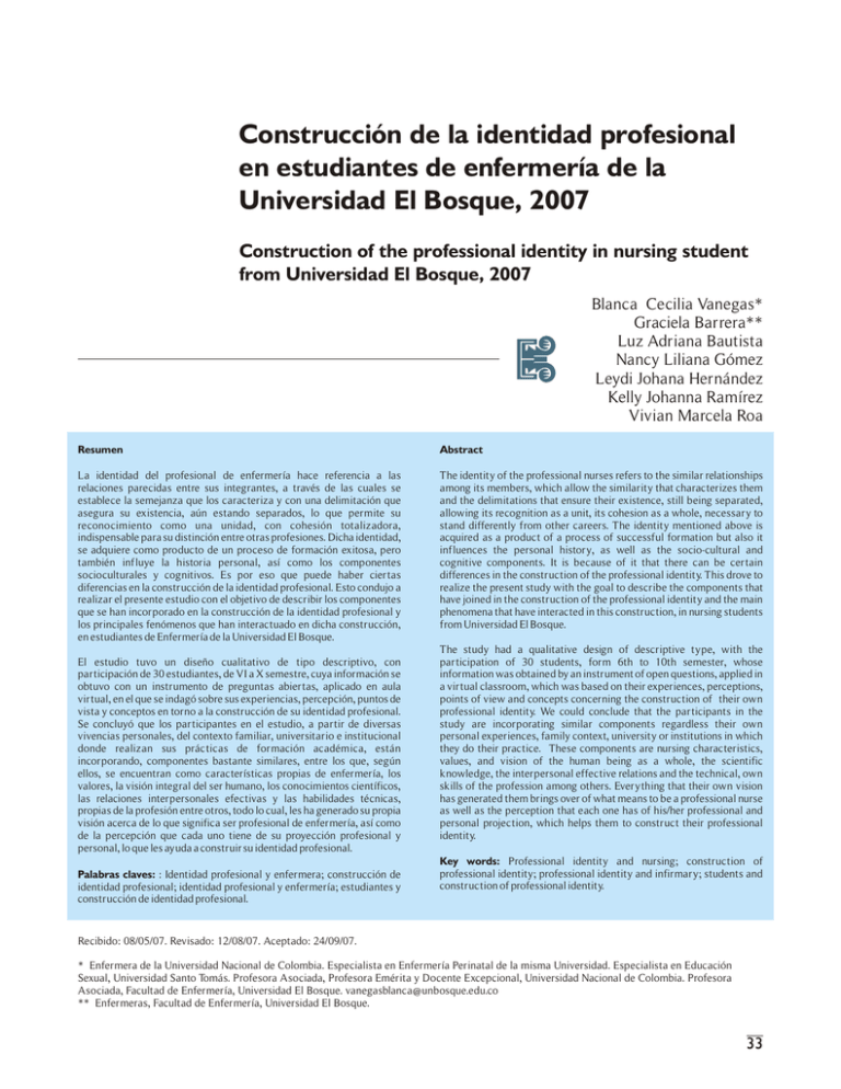 Construcci N De La Identidad Profesional En Estudiantes De