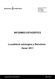 La població estrangera a Barcelona. Gener 2011