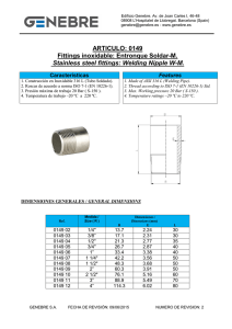 Entronque Soldar-M. Stainless steel fittings: Welding Nipple WM.