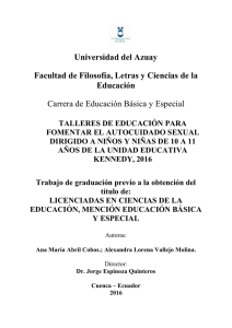 Universidad del Azuay Facultad de Filosofía, Letras y Ciencias de la