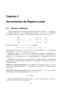 Capıtulo 3 Herramientas de´Algebra Lineal 3.1. Vectores y Matrices
