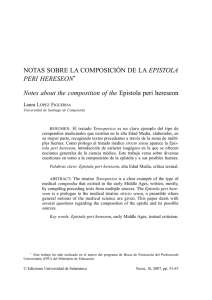Notas sobre la composición de la Epistola peri hereseon = Notes