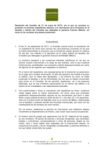 1 Resolución del Ararteko de 21 de mayo de 2012, por la que se