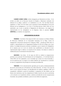 Procedimiento Arbitral 14/10 CARMEN GOMEZ CAÑAS, Arbitro