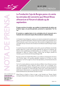 La Fundación Caja de Burgos pone a la venta las entradas del