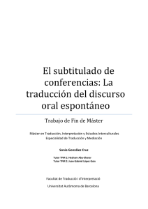 El subtitulado de conferencias: La traducción del discurso oral