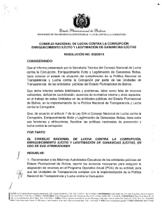 Resolución Nro. 002/2015 Por Consejo Nacional de lucha