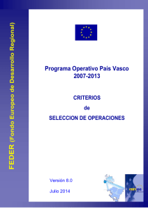Criterios de selección de operaciones. POPV FEDER 2007-2013