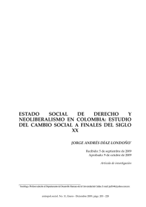 estado social de derecho y neoliberalismo en colombia: estudio del