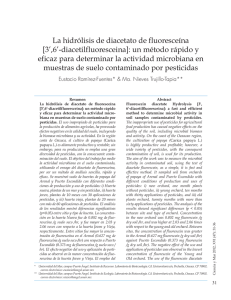 La hidrólisis de diacetato de fluoresceína