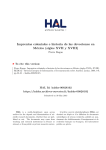 Imprentas coloniales e historia de las devociones en - Hal-SHS