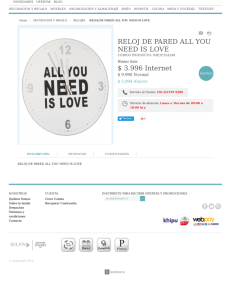RELOJ DE PARED ALL YOU NEED IS LOVE $ 9.990 Internet