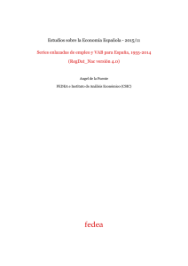 Series enlazadas de empleo y VAB para España, 1955-2014