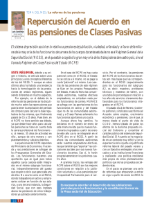 Repercusión del Acuerdo en las pensiones de Clases