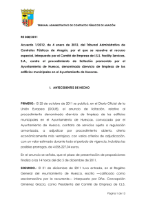 RE 038/2011 Acuerdo 1/2012, de 4 enero de 2012, del Tribunal