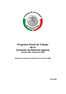 Programa Anual de Trabajo de la Comisión de Reforma Agraria