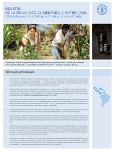 Boletín de la Seguridad Alimentaria y Nutricional. Abril