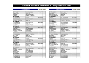 calendario división honor masculiina b 2016-2017