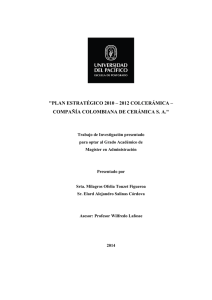 "PLAN ESTRATÉGICO 2010 – 2012 COLCERÁMICA – COMPAÑÍA