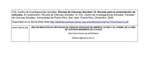 CIS, Centro de Investigaciones Sociales. Revista de Ciencias