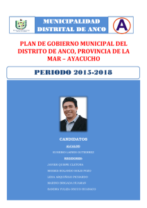 plan de gobierno municipal del distrito de anco, provincia de