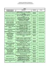 licencias sanitarias otorgadas a establecimientos de atención médica