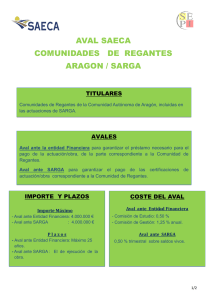 AVAL SAECA COMUNIDADES DE REGANTES ARAGON / SARGA