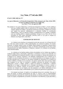 Ley 177 del año 2003 para el Bienestar y Protección de la Niñez